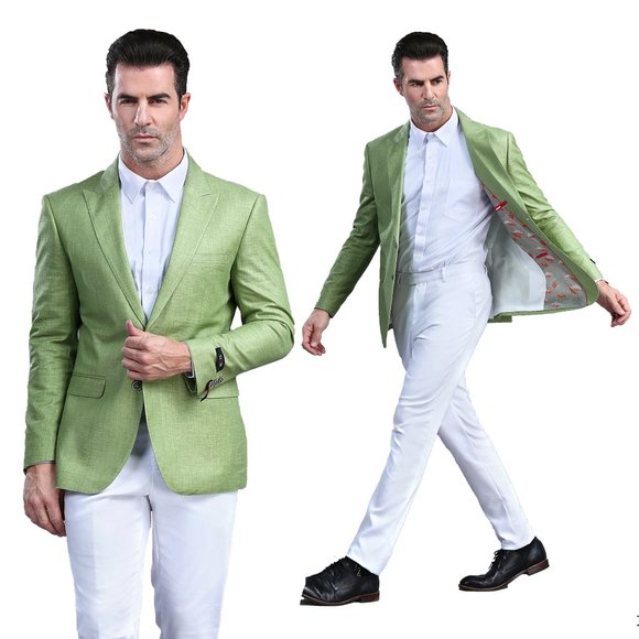 Lime Green Mens Blazer w Peak Lapel by Tazzio Suits Blazers